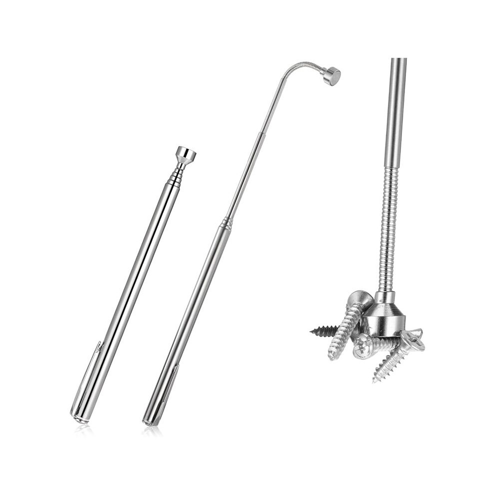 2 Piece 5Lb Flexible Magnetic Pickup Tool Set, Telescopic Magnetic Grabber Magnetic Pickup Tool With Pocket Clip 6033963069979