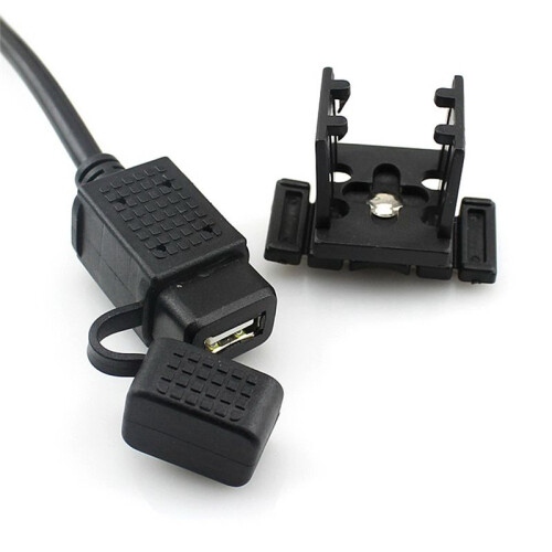USB Charger Adapter with Inline Fuse Waterproof USB Motorcycle Socket 5V 2.1A USB Power Outlet 1.83m Cable 1