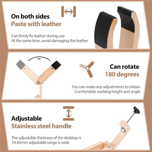 Leather Sewing , Solid Table Desktop Horse Clamp,Versatile Stitching Leather Wood Clip with Handle for DIY 2