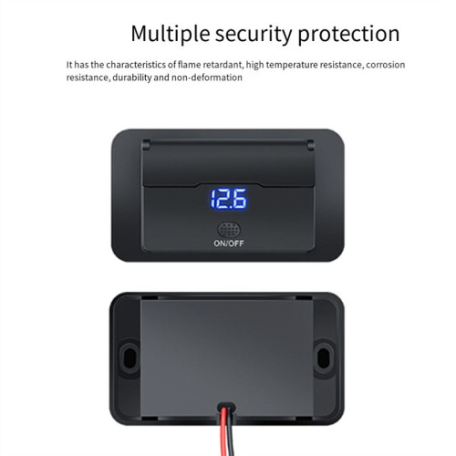 4- 12V 108W Dual PD+Dual QC3.0 USB Charger W/ Digital Voltmeter  Socket Power Outlet Panel Adapter 2