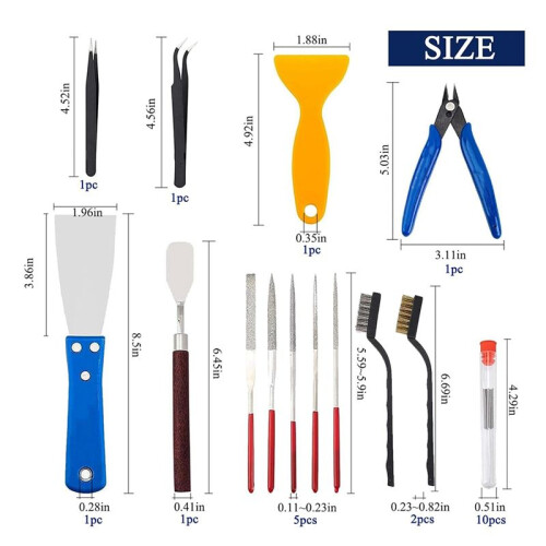 23Pcs 3D Printer Tool Kit,3D Printer Accessories Removal Tools Includes Nozzle Cleaning Kit,Putty Knife Scrapers Brushes 2