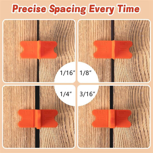 8 Pcs Deck Spacer Tool,4 Thicknesses Deck Board Spacers(1/16In, 1/8In, 3/16In, 1/4In), Deck Spacers Assorted Orange 2