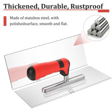 4 Pcs Tile Tools Stainless Steel Square Notched Trowel Set Masonry Hand Kit for Wall Floor Tiling Installation
