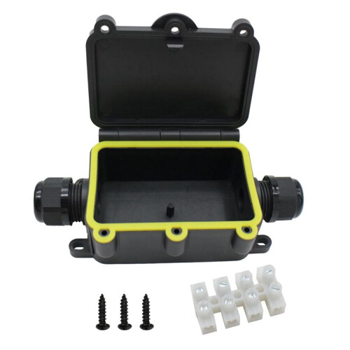 External Junction Box IP68,2 Way Clamshell-Type Underground Electrical Box with Terminal Block Airtight Plastic Box