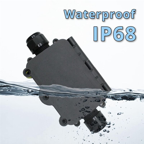 External Junction Box IP68,2 Way Clamshell-Type Underground Electrical Box with Terminal Block Airtight Plastic Box 1