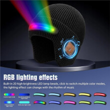 Beanie with Light Built-in Stereo Speaker Music Hat Wide Lighting Cap Rechargeable Headlamp Hat