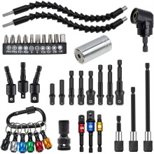 38-Teiliges Flexibles Bohrerverlängerungsset, 105-Winkelbohrer, Sechskant-Steckschlüsseladapter, Bithalter-Verlängerung, Schraubendreher-Bit-Set