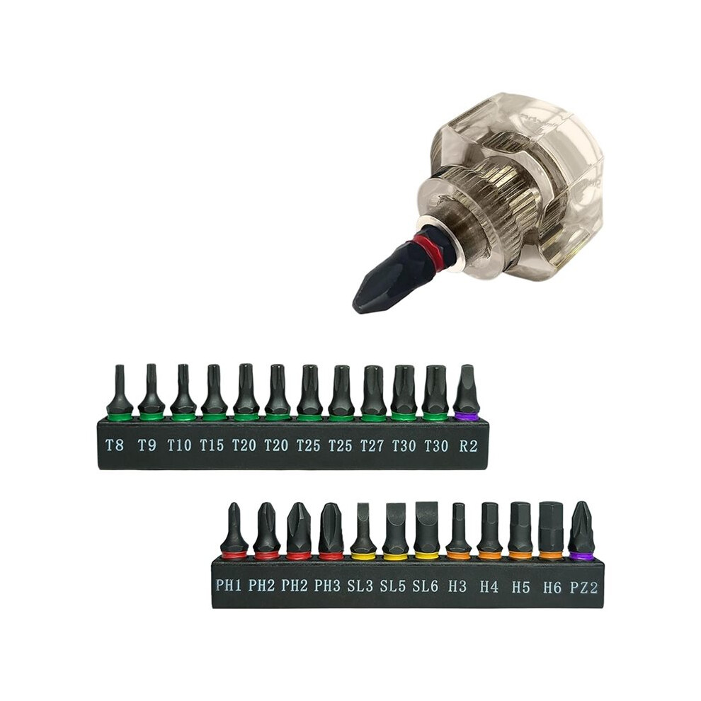 25In1 Short Stubby Screwdriver For Tight Space, Security Torx, Phillips, Flathead And Hex S2 Steel Bits 6033774722162