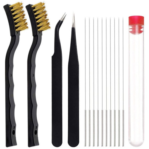3D Printer Nozzle Cleaning Kit - 10PCS 0.4mm Needles, Tweezers, and Brushes