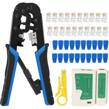 Alicate de Crimpagem RJ45, RJ11, RJ45, para Cabos de Rede Ethernet LAN, Cortador e Decapador, Compatível com Conectores RJ11, RJ12 e RJ45 de 6 e 8