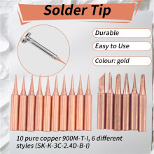 936 Soldering Iron Tip Pure Copper 900M Soldering Tip Set 16Pcs
