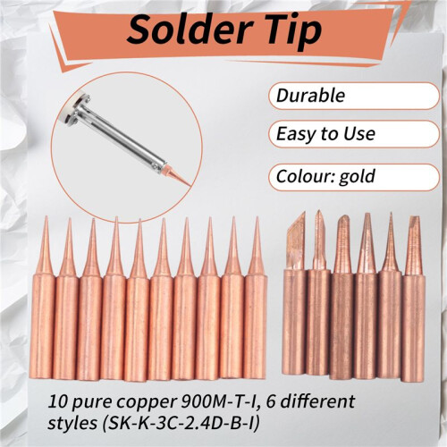 936 Soldering Iron Tip Pure Copper 900M Soldering Tip Set 16Pcs