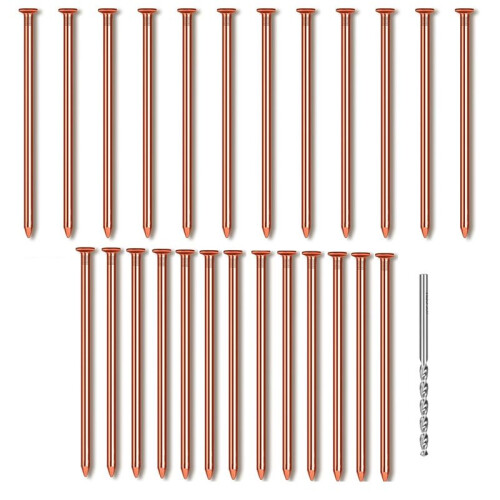 25 Peças Pregos de Cobre para Tocos de Árvores 3,14 Polegadas de Comprimento Pregos de Cobre Puro A Granel com Broca para Remover Pregos de Tocos de