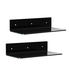 Acryl Zwevende Plank, Kleine Opbergrek, Wanddecoratie voor Badkamer, Woonkamer, Zwart