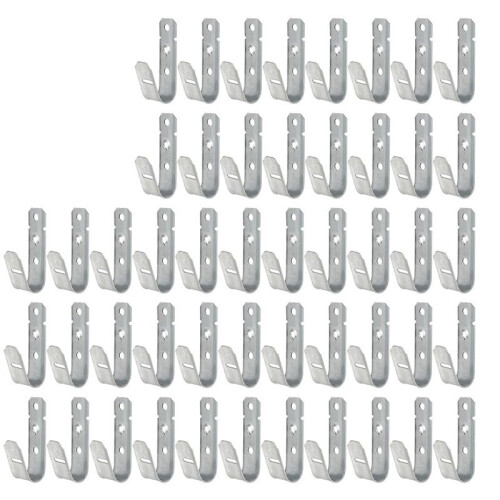 50 Pcs Cable Support J-Hook, 3/4 Inch Cable Hooks for Hanging, Wall Mount Galvanized J Hooks