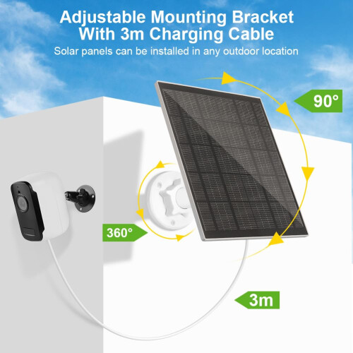 URAQT 5W Solar Panel for Eufy Camera, IP65 Waterproof, 3M /9.8ft 2