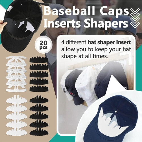 20Pcs Hat Shaper Insert - Baseball Caps Inserts Shapers - 4 Design Hat Shapers for Caps, Reusable Crown Support Brim Cap 2