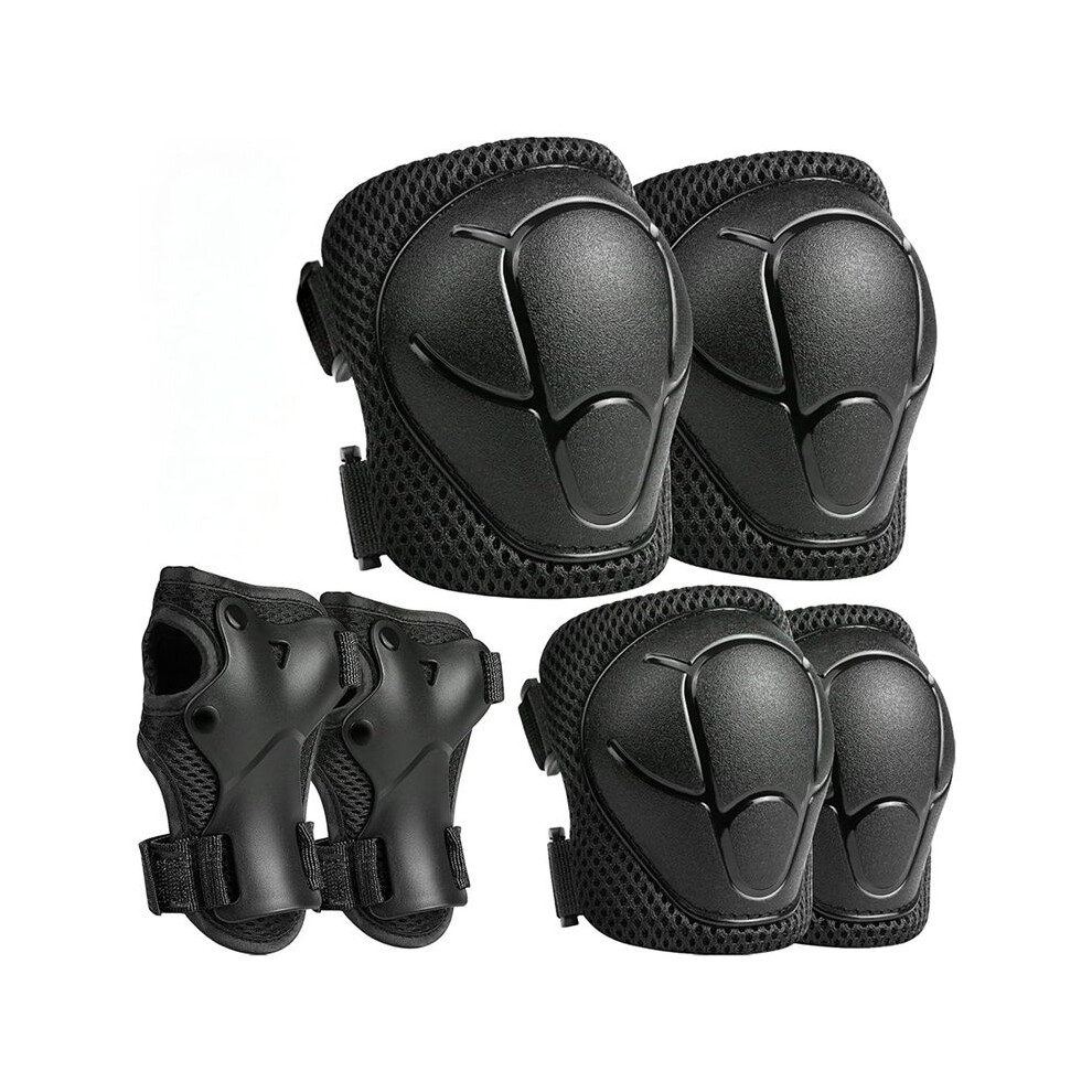 Kids Protective Gear Set Knee And Elbow Pads With Wrist Guards For Skating Cycling Bike Roller Scooter Black Tauoh