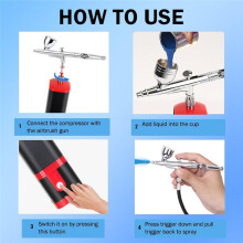 Dual Action Extra Battery Airbrush Kit with Compressor Replaceable Battery Cordless Air Brush Set for Manicure, Painting