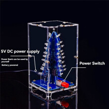 RGB LED Flashing Christmas Tree DIY Kit+Case Electronics Soldering Colorful 3D Xmas Tree DIY Kit for Soldering Practice