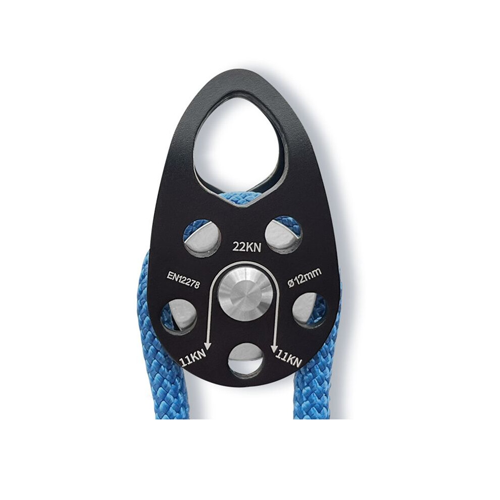 Rock Climbing Pulley Aluminum Alloy 22Kn Light-Weight Portable Heavy Duty Single Fixed Swing Pulley Black 4712257215460