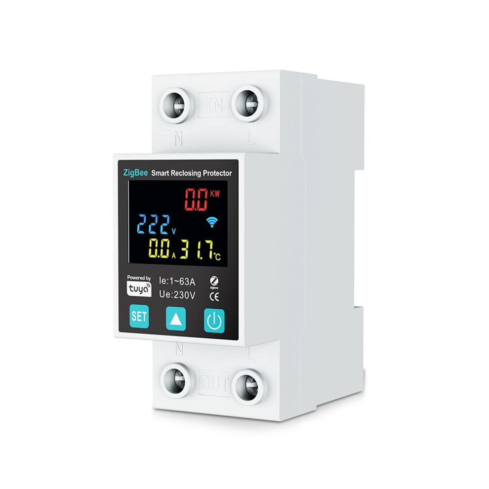 Zigbee Tuya Life 2P/63A Circuit Breaker Earth Leakage Over Under Voltage Protection Protector Relay Meter 6034191730761