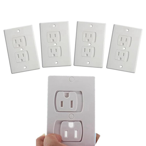 Self-Closing Socket Cover, White Safety Wall Electrical Socket, Matching Screws, for Baby Protection. 1