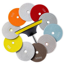 13pcs Diamond Polishing Pads Set,50-8000 Grit Pads,Wet/Dry Polish Kit with Backer Pad for Drill Grinder Rock Polisher