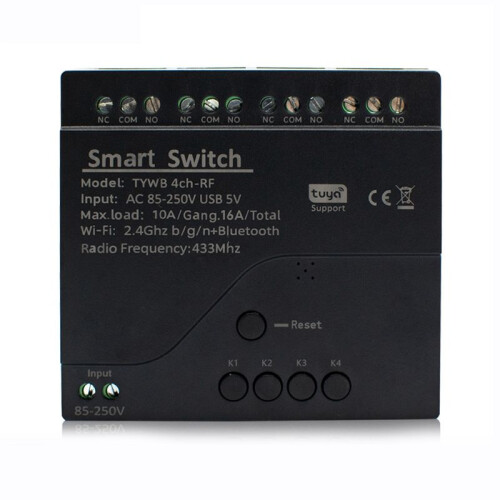 Tuya 4CH Wifi  Relay  Module Access Control  APP RF Remote Control 433M Works with Alexa  Home
