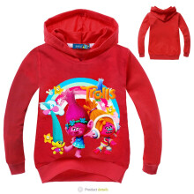 (RED, 120cm/47.24in) Trolls Kids Print Girl Boys Hoodie Fall Spring Cotton Pullovers Jacket Coat Gift
