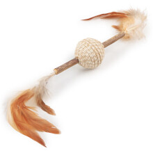 (Ball) Rope Hemp Simulation Ball Mouse Chewable Cat Toy With Feather Play For Indoor