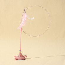 (Pink) Toy Pet Cat Feather Stick With Steel Wire For Interactive Exercise And Play