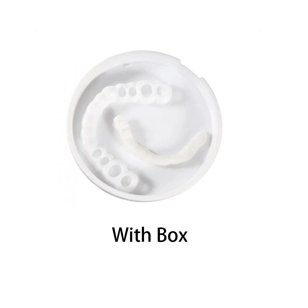 (Upper Lower Set 1) On Snap Fake Teeth Upper Lower Dental Veneers Denture Tooth Simulation Cover Set