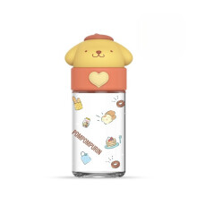 (Yellow)Sanrio Kuromi Cinnamoroll Melody Pompompurin Glass Water Bottle Outdoor Portable