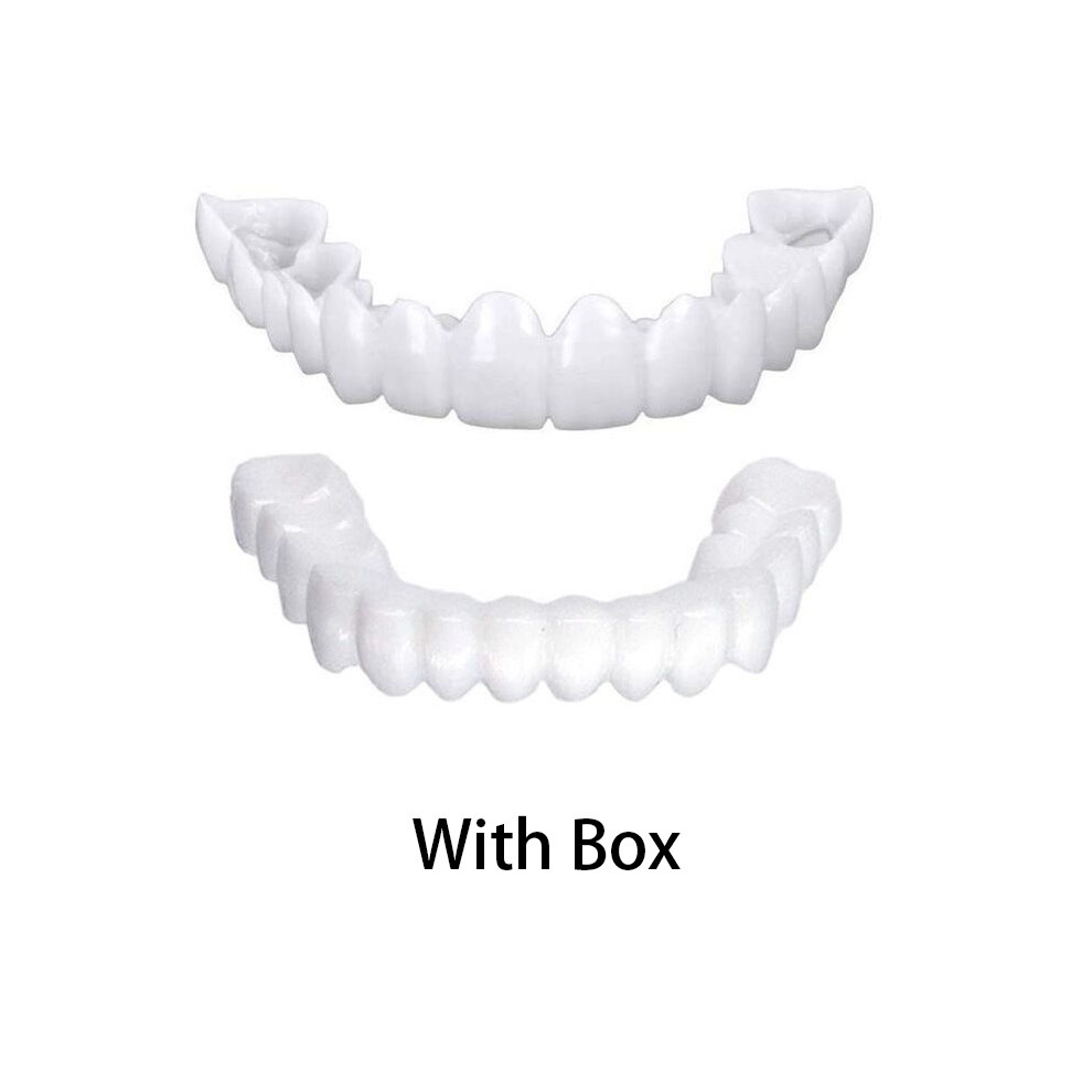(Upper Lower Set 2) On Snap Fake Teeth Upper Lower Dental Veneers Denture Tooth Simulation Cover Set