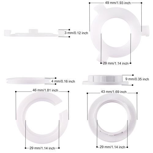 8 Pack Plastic Lamp Shade Reducer Ring, E27 to E14 Lampshade Ring, E14 Lamp Shade Converter, Socket Replacement Fitting Washer Adaptor, White 1