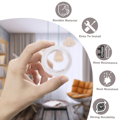 8 Pack Plastic Lamp Shade Reducer Ring, E27 to E14 Lampshade Ring, E14 Lamp Shade Converter, Socket Replacement Fitting Washer Adaptor, White 2