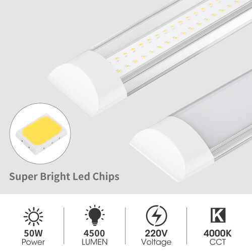 HUMIGA 5FT LED Batten Light, 50W Low Profile Wall Ceiling Surface Mounted Fitting 2