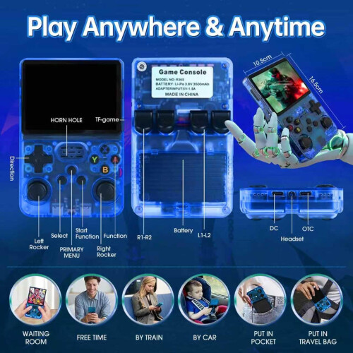 Febotak R36S Retro Handheld Game Console, 128GB Retro Gaming Console with 30+ Mainstream Emulators, 40,000+ Classic Games, Open Source Linux System, 1