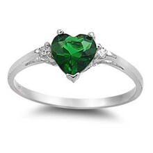(Green, 10) Sterling Fashion Womens Silver Heart Emerald Promise Rings Ring Wedding