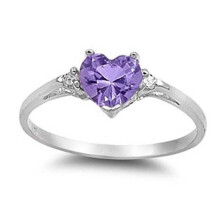 (Purple, 10) Sterling Fashion Womens Silver Heart Emerald Promise Rings Ring Wedding