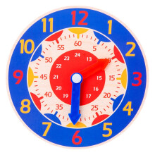 (DarkBlue) Wooden Model Clock Educational Toys Hour Minute Second Cognition Kids Children