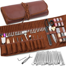 Leather Working Tools Leather Tools for Carving Stamping Sewing Punching Cutting with Storage Bag for Crafting