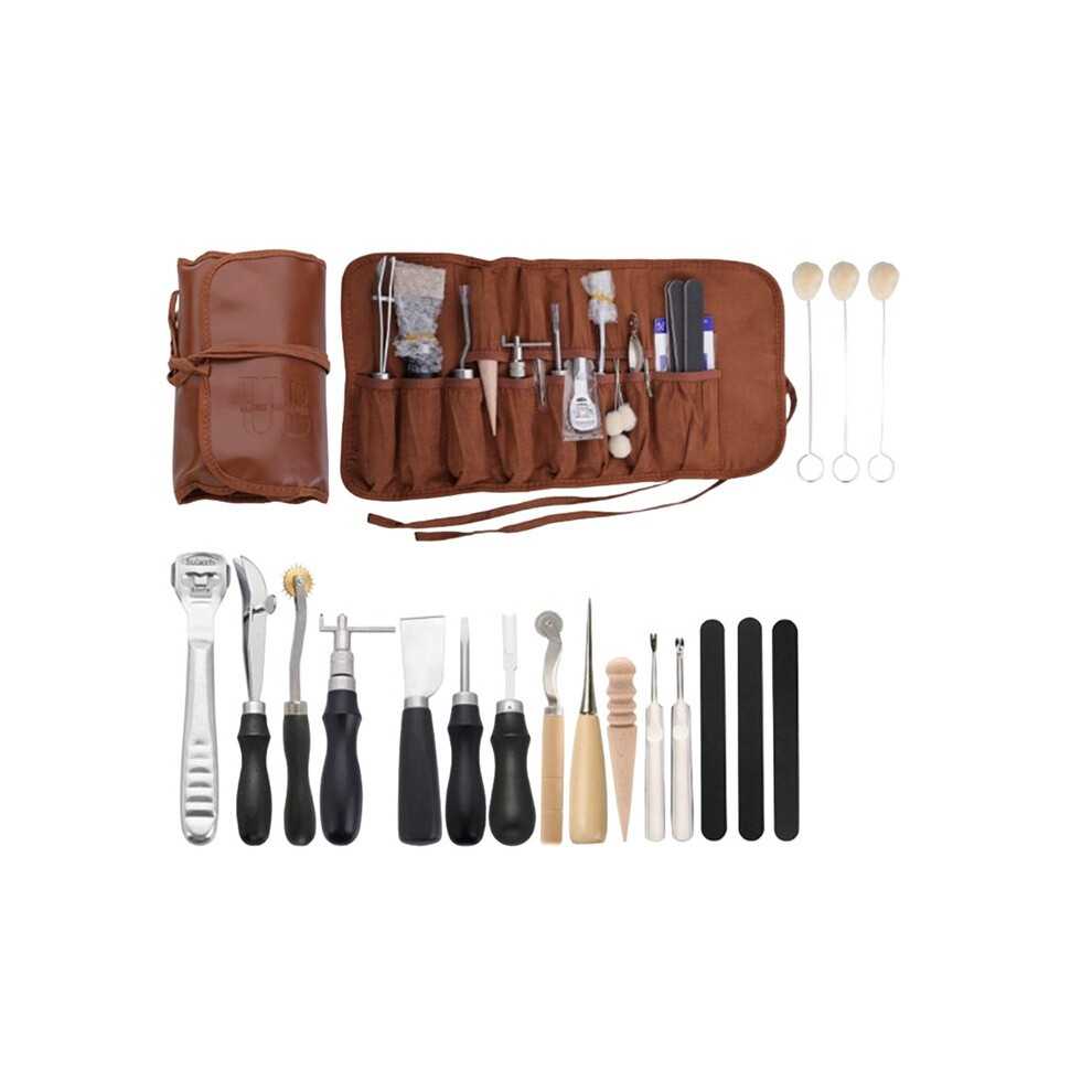 Leather Working Tools, Leather Tools Kit With Awl Stitching Punch Hole Sewing Needles For Leathercraft Beginner 6032940043544