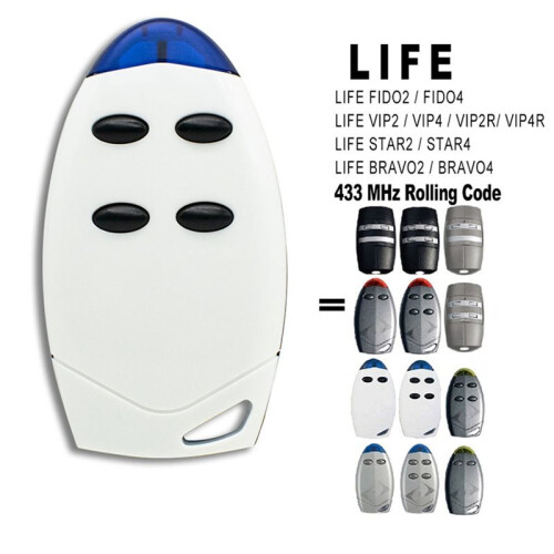 Garage Gate Remote Control LIFE FIDO2 VIP2 VIP4 STAR2 BRAVO4 Rolling Code 433,92MHz Garage Command Transmitter B 2