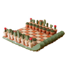 1 Set di Decorazioni da Scrivania A Forma di Scacchiera di Cactus In Resina Stampata In 3D, Pieghevoli, Perfette per Passare il Tempo, un Giocattolo