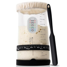 Pro Sourdough Kit -42oz Wide Mouth Sourdough Jar - Glass Sourdough Jar, Cloth Cover, Spatula Thermograph