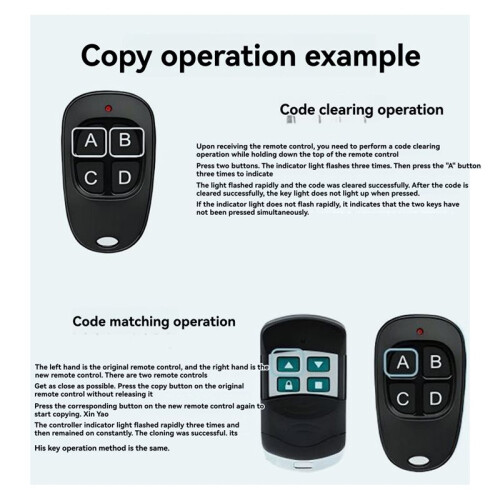 433MHz Universal Garage Door Opener Remote Control Wireless 4-Button Key Duplicator Clone Electric Gate Transmitter C 1