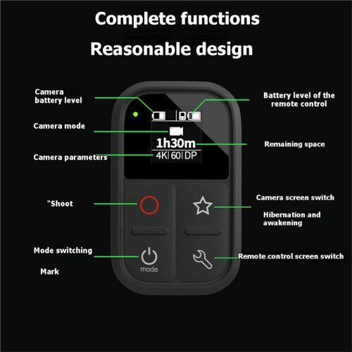 Wireless Remote Control for  X5/X4/X3/GO3S/AcePro2, Waterproof Wrist Strap Remote Colorful LED Screen Display
