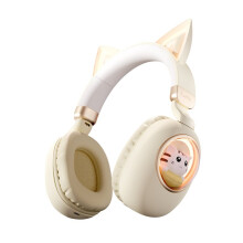 Cute Cat Ear 5.3 Wireless Headset for Kids Girls Foldable Cat Earphone Birthday Gift with LED Lights C